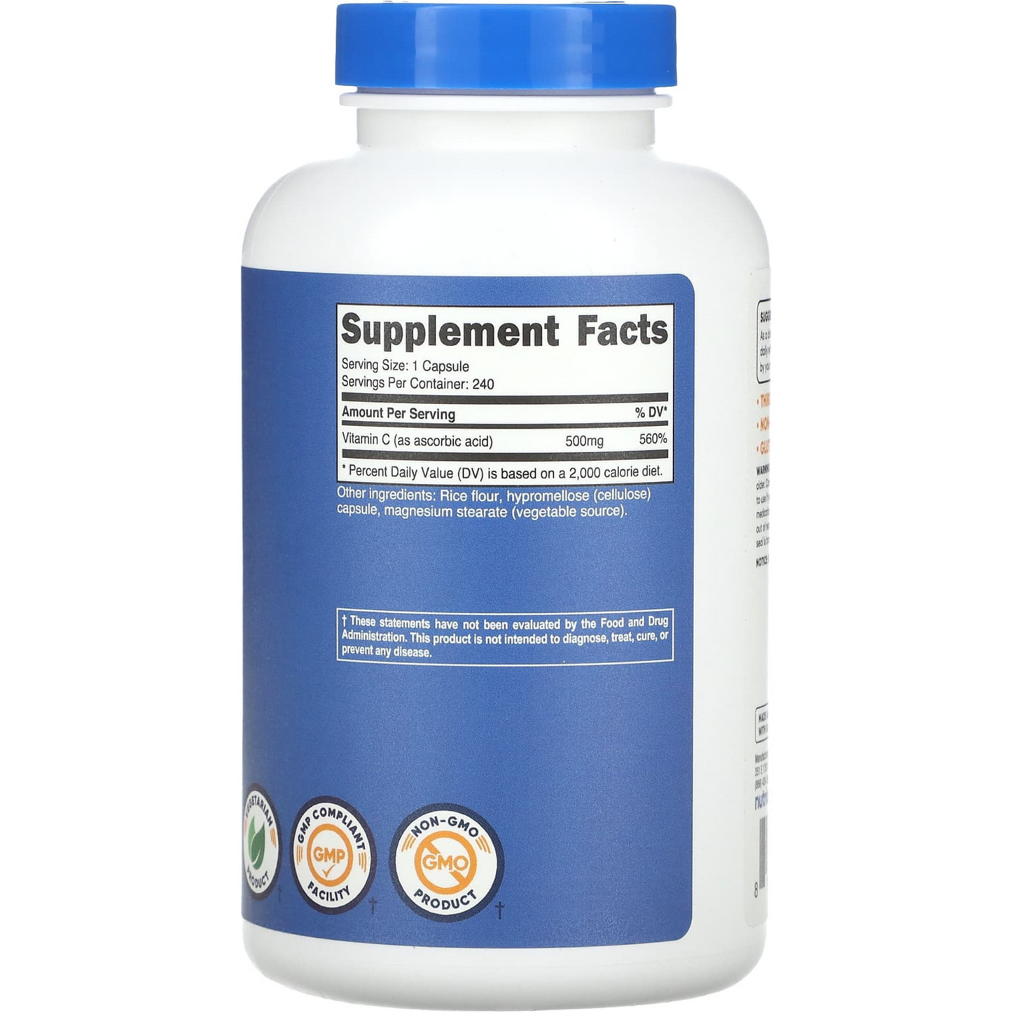 VITAMINA (C) CAPSULAS ACIDO ASCORBICO para 8 meses